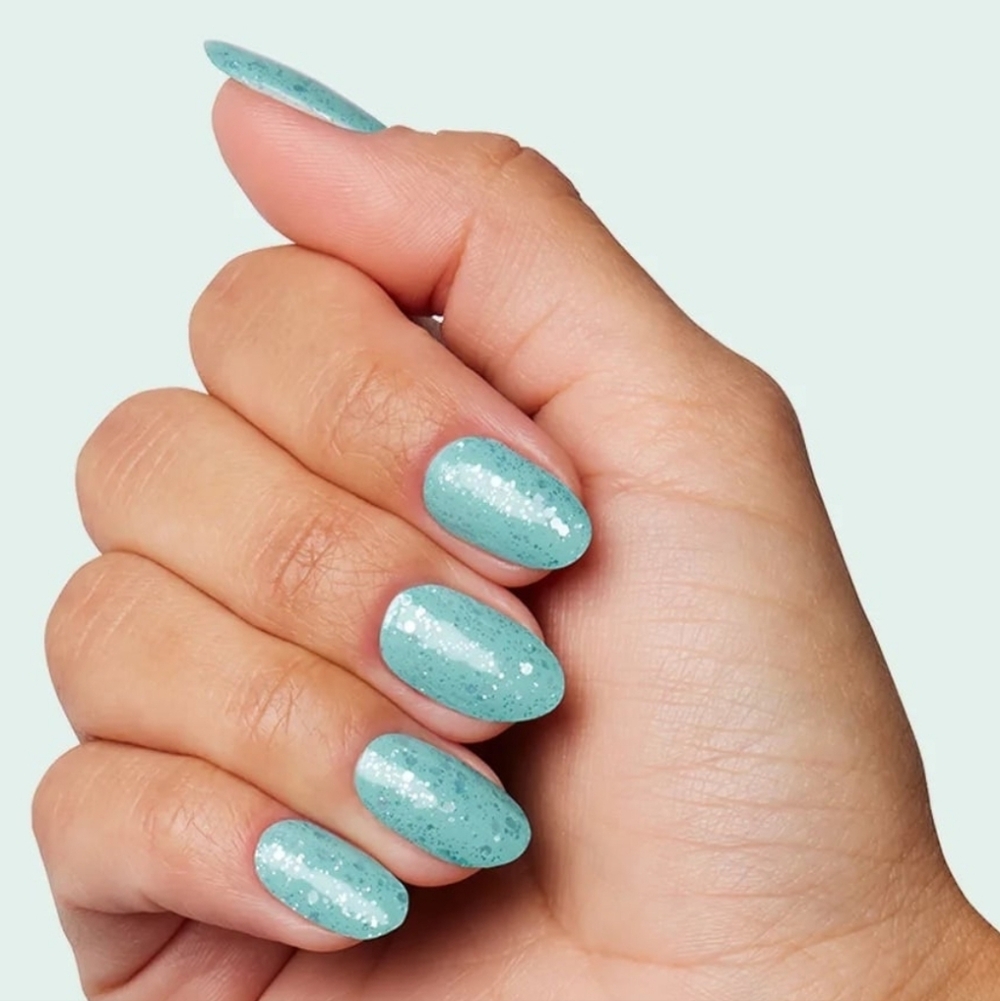 Color Street SPF BFF Nail Polish Strips Light Turquoise & Silver